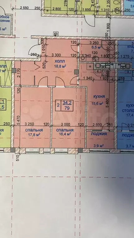 2-к. квартира, 79 м, 6/7 эт. - Фото 0