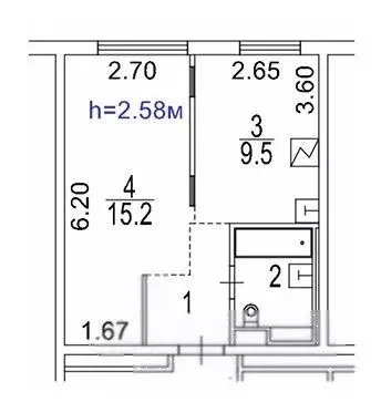 1-комнатная квартира: Москва, улица Сокольнический Вал, 1 (32 м) - Фото 1