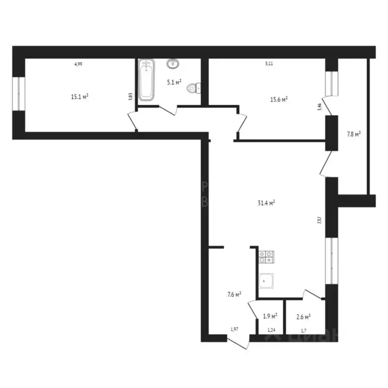 2-к кв. Тюменская область, Тюмень ул. Тимофея Кармацкого, 7 (84.7 м) - Фото 2