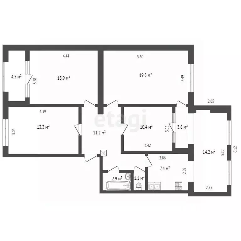 4-к кв. Севастополь ул. Маршала Геловани, 28 (100.1 м) - Фото 2