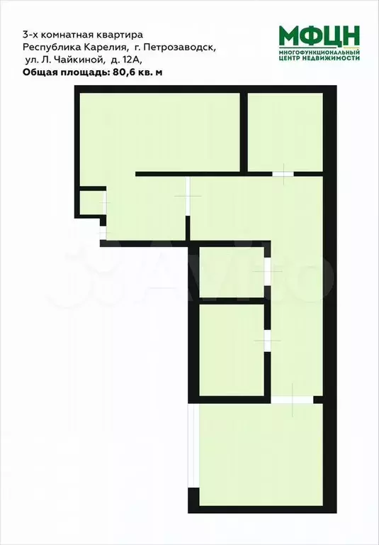 3-к. квартира, 80,6 м, 6/9 эт. - Фото 0