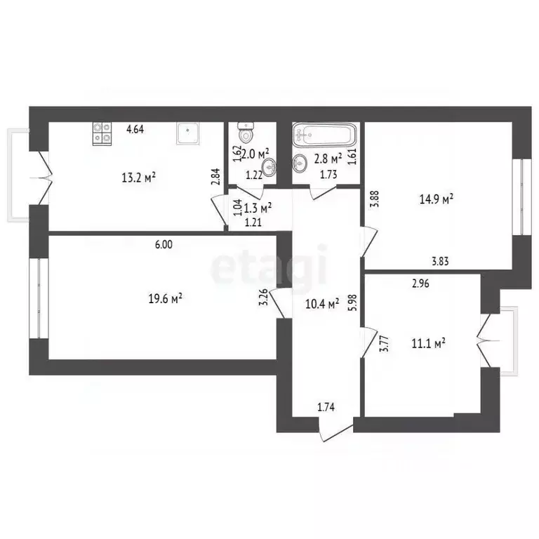 3-к кв. Калининградская область, Калининград ул. Станиславского, 62 ... - Фото 1