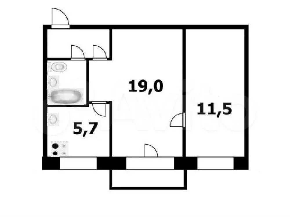 2-к. квартира, 46,3 м, 4/5 эт. - Фото 0