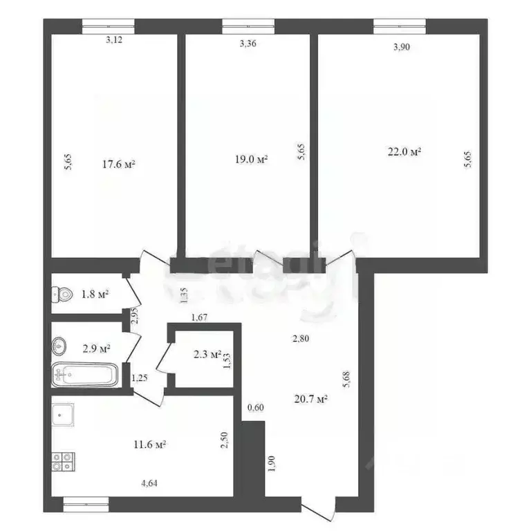 3-к кв. Забайкальский край, Чита ул. Ленина, 126 (97.9 м) - Фото 2