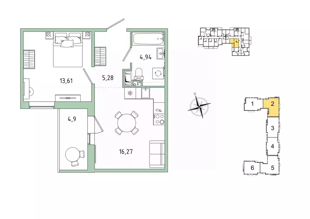 1-к кв. Ленинградская область, Гатчина Въезд мкр,  (42.55 м) - Фото 1