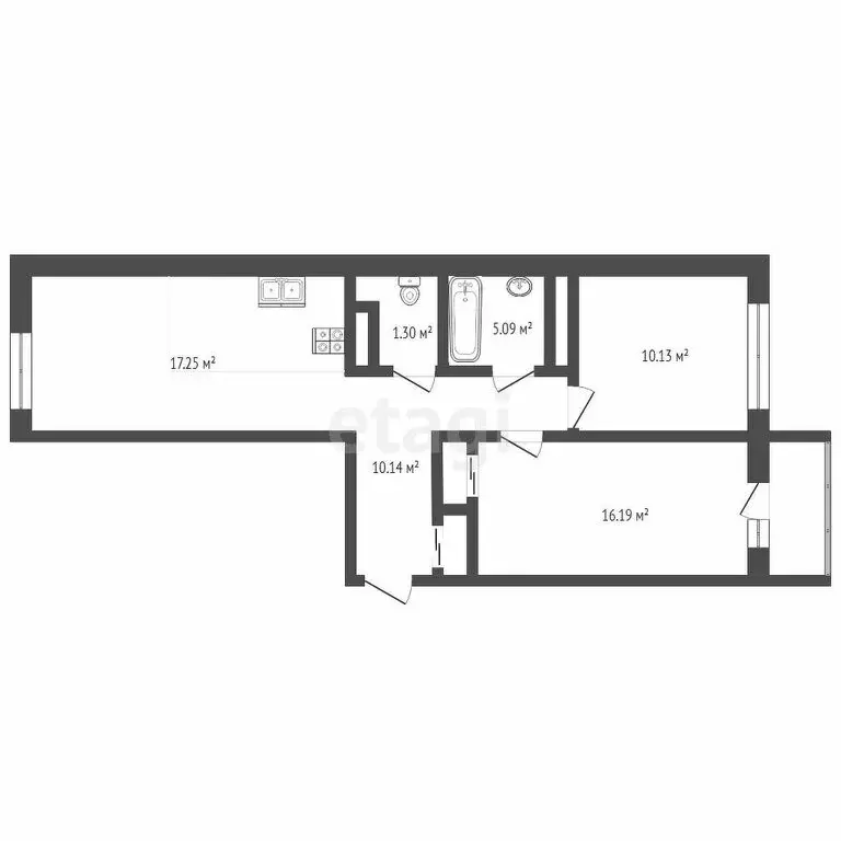 2-комнатная квартира: Тюмень, улица Вадима Бованенко, 4 (58.5 м) - Фото 1