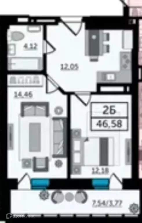 Продаётся 2-к квартира, 46.58 м - Фото 0