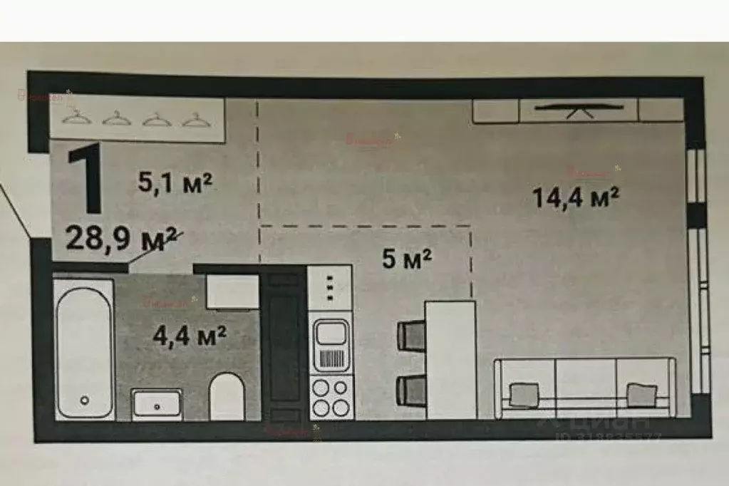 Квартира, студия, 29 м - Фото 1