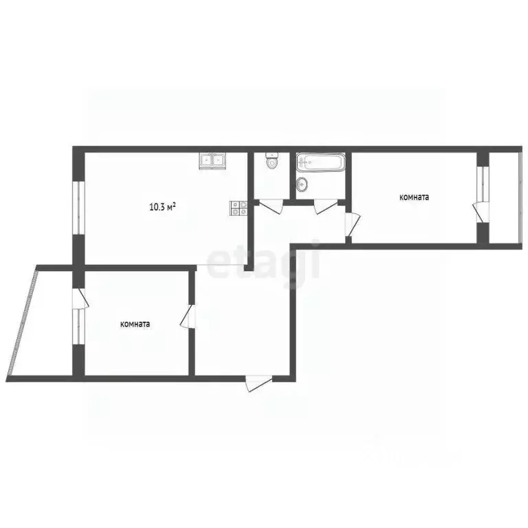 2-к кв. Ханты-Мансийский АО, Сургут ул. Лермонтова, 11/2 (55.3 м) - Фото 1