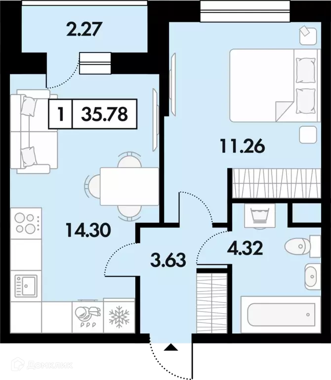 Продаётся 1-к квартира, 35.78 м - Фото 0