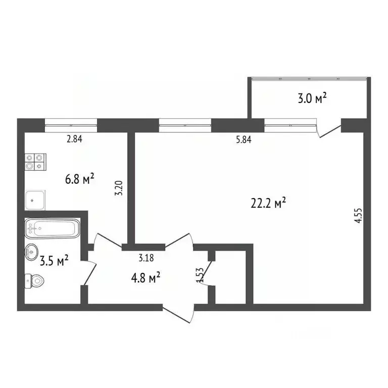 1-к кв. Тюменская область, Тюмень Широтная ул., 69 (39.4 м) - Фото 1