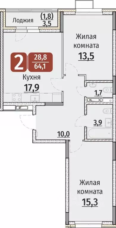 2-к кв. Чувашия, Чебоксары ул. Энергетиков, поз7 (64.1 м) - Фото 0