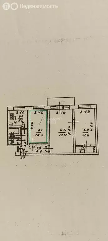 1к в 3-комнатной квартире (10.8 м) - Фото 2