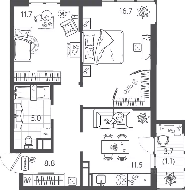 2-к кв. Краснодарский край, Краснодар Колхозная ул., 5/2к3 (54.17 м) - Фото 0