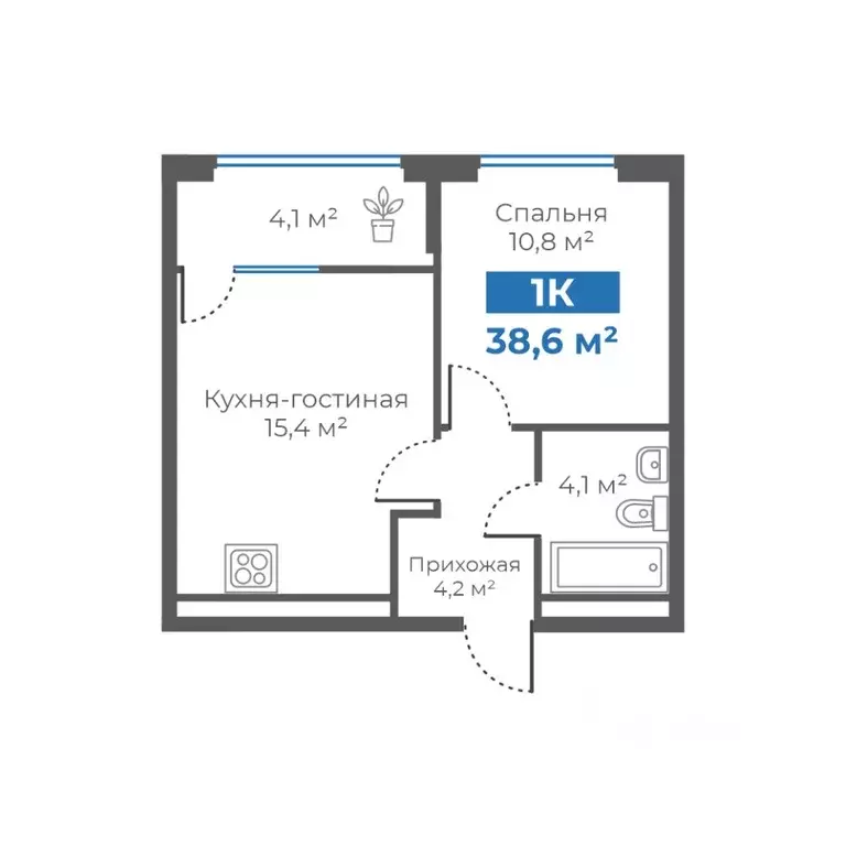 1-к кв. Тюменская область, Тюмень Интернациональная ул., 199А (38.6 м) - Фото 0