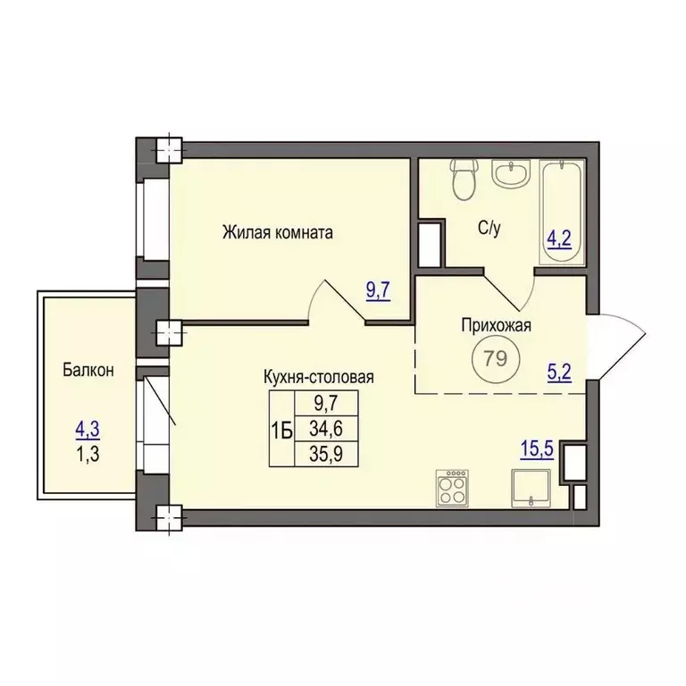 1-к кв. Псковская область, Псковский район, Завеличенская волость, д. ... - Фото 1