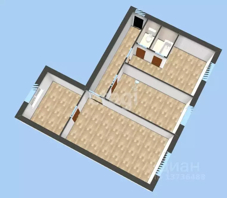 3-к кв. Амурская область, Белогорск 9 Мая ул., 210А (58.3 м) - Фото 1