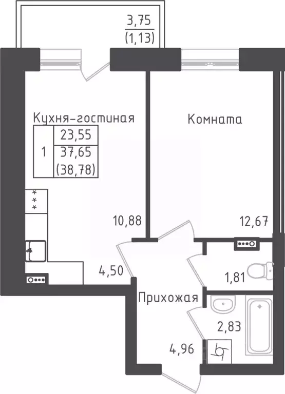 1-к кв. Московская область, Дмитровский городской округ, д. Рыбаки ... - Фото 0