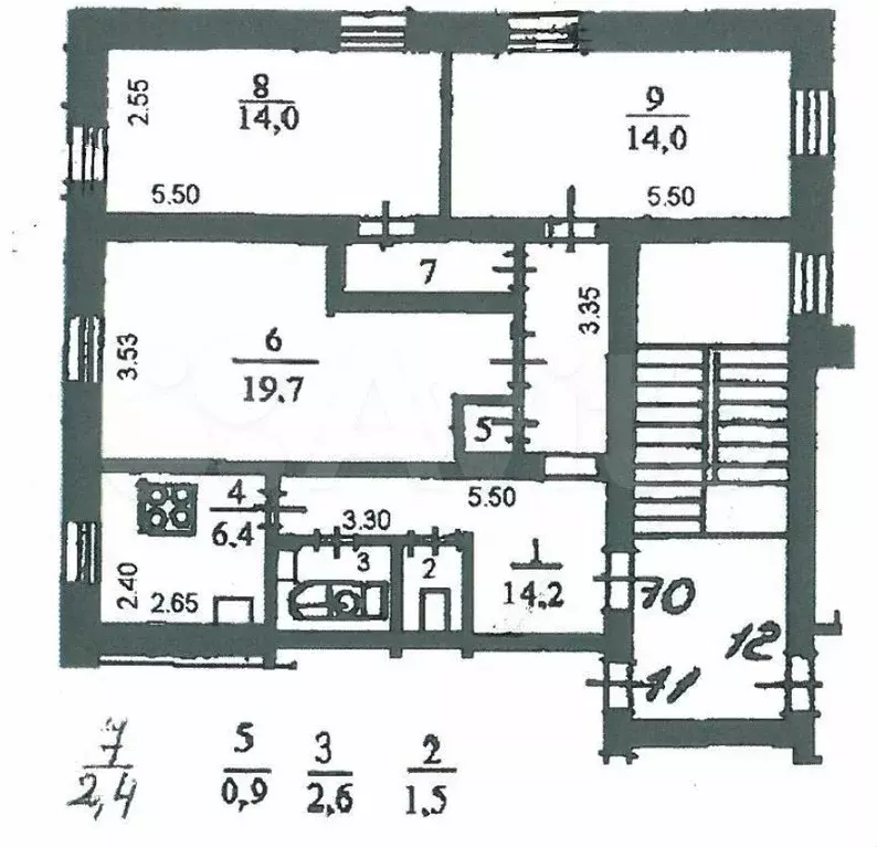 3-к. квартира, 75,6 м, 1/3 эт. - Фото 0