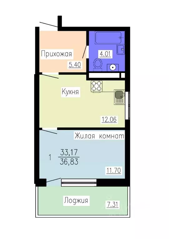 1-к кв. Воронежская область, Воронеж Гвардейский пер., 21 (36.83 м) - Фото 0