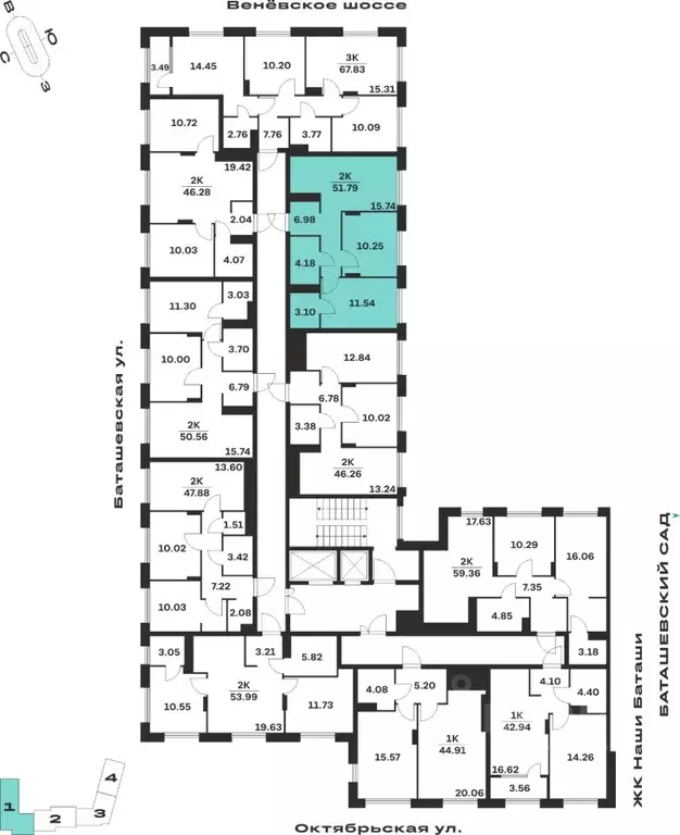 2-к кв. Тульская область, Тула ул. Самоварная, 21/1 (51.79 м) - Фото 2