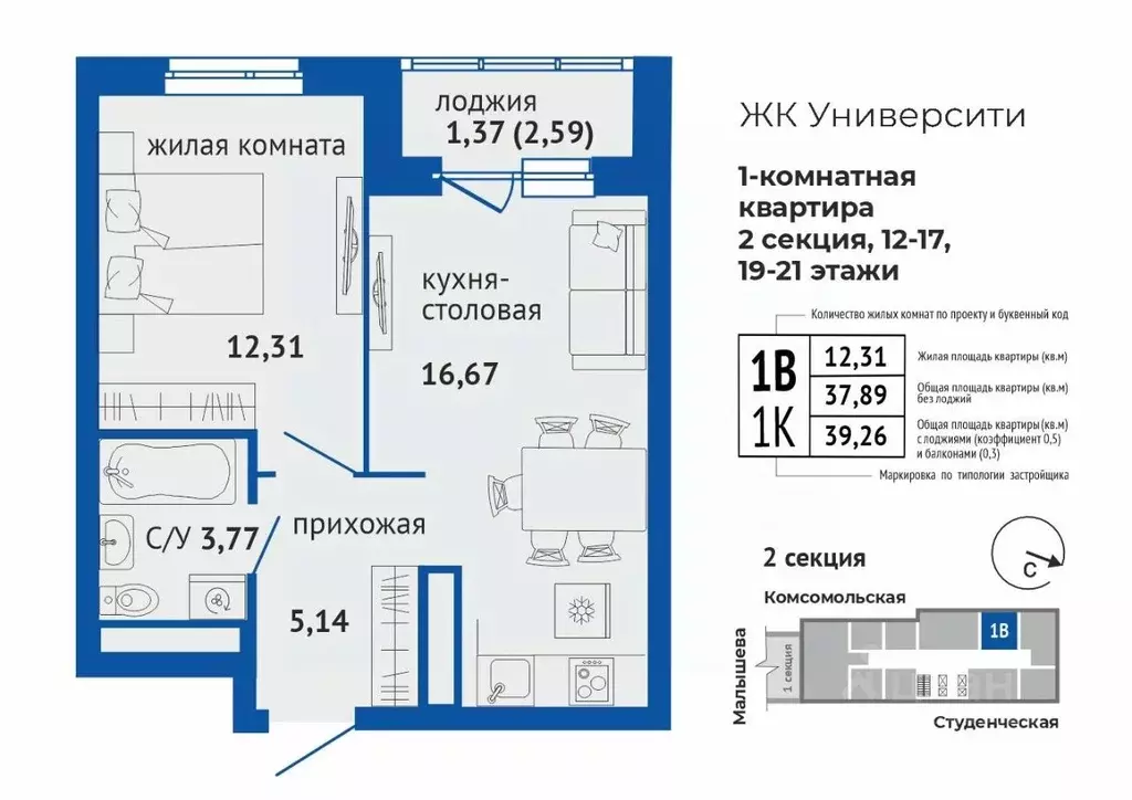 1-к кв. Свердловская область, Екатеринбург Втузгородок жилрайон,  ... - Фото 1