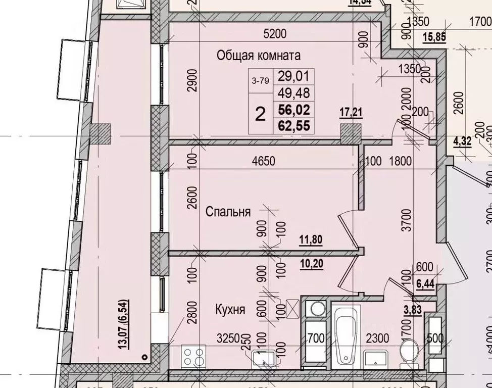 2-к кв. Саха (Якутия), Якутск ул. Чкалова, 47 (56.02 м) - Фото 1