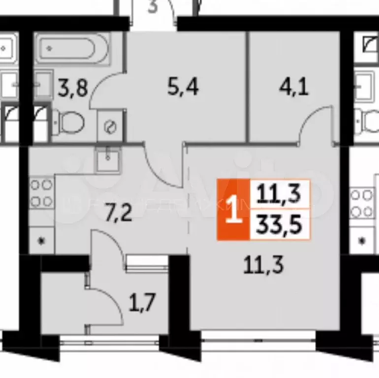 1-к. квартира, 35,5 м, 29/44 эт. - Фото 0