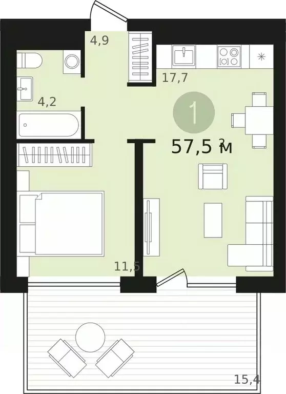 1-к кв. Новосибирская область, Новосибирск ул. Аэропорт, 88 (42.0 м) - Фото 1