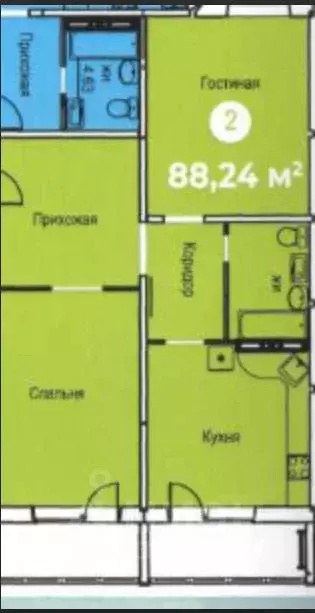 2-к кв. Самарская область, Тольятти ул. Патриотическая, 11А (88.24 м) - Фото 2