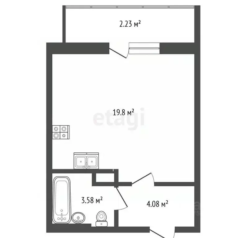 Студия Ярославская область, Ярославль 2-й мкр,  (29.69 м) - Фото 2