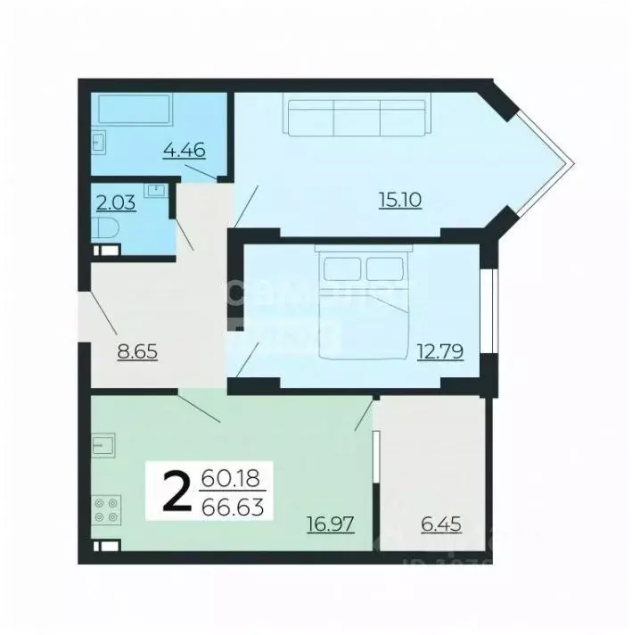 3-к кв. Липецкая область, Липецк ул. Качалова (66.92 м) - Фото 2