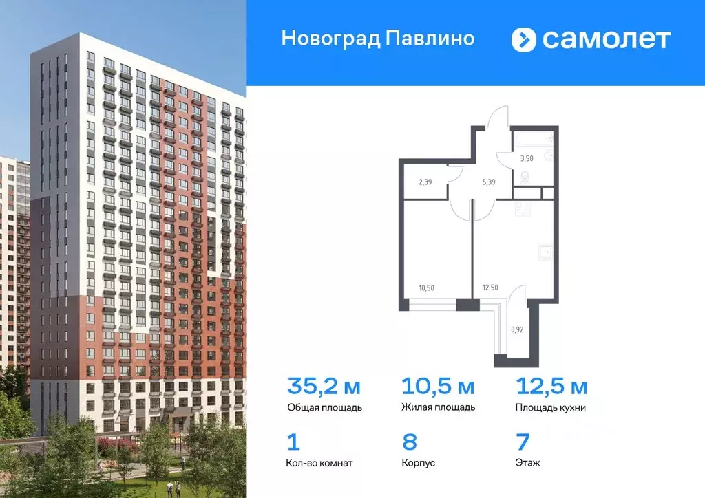 1-к кв. Московская область, Балашиха Новое Павлино мкр, Новоград ... - Фото 0