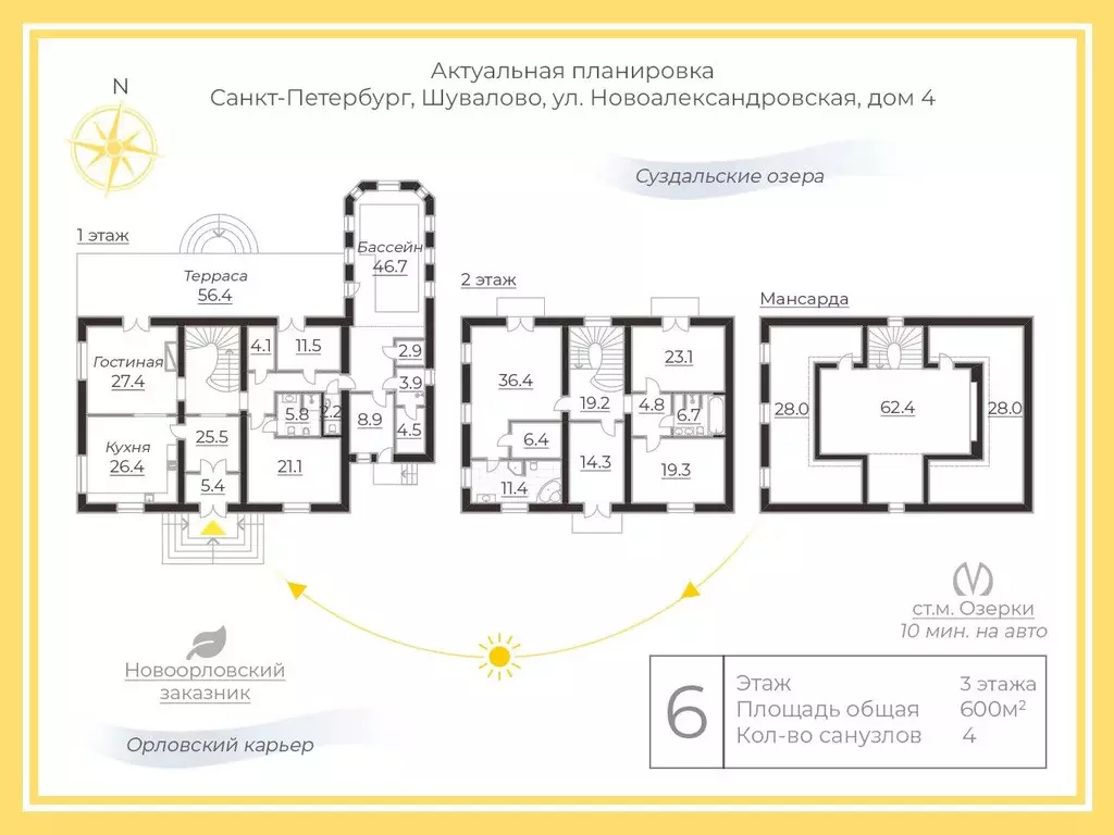 Дом в Санкт-Петербург Шувалово тер., ул. Новоалександровская, 4 (606 ... - Фото 1
