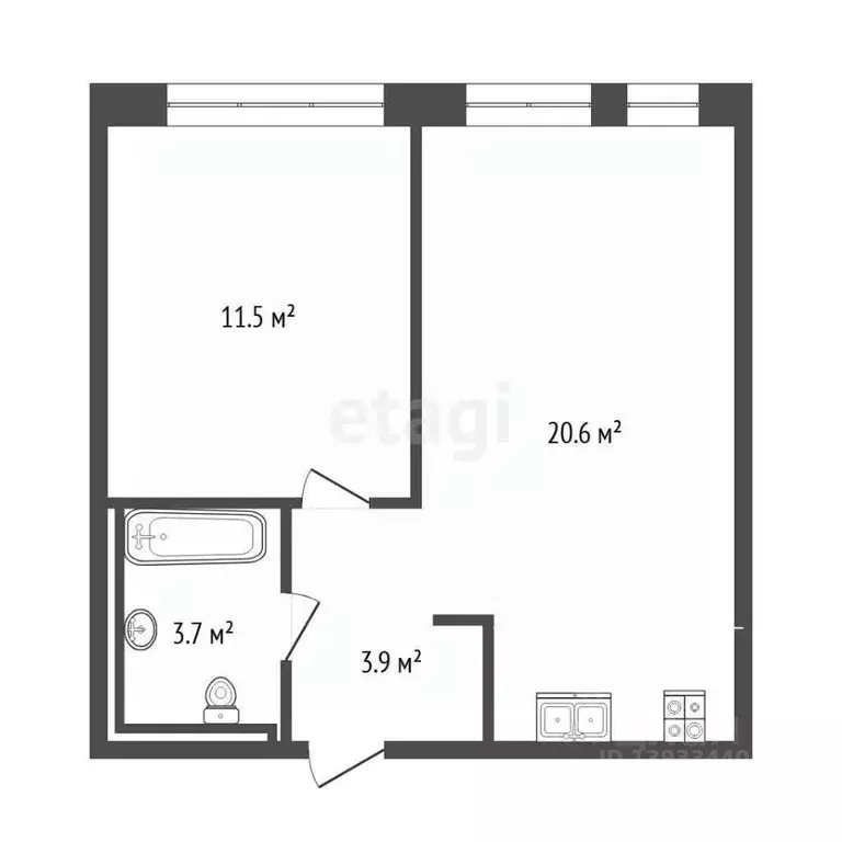 1-к кв. Тюменская область, Тюмень Полевая ул., 117к4 (39.0 м) - Фото 2