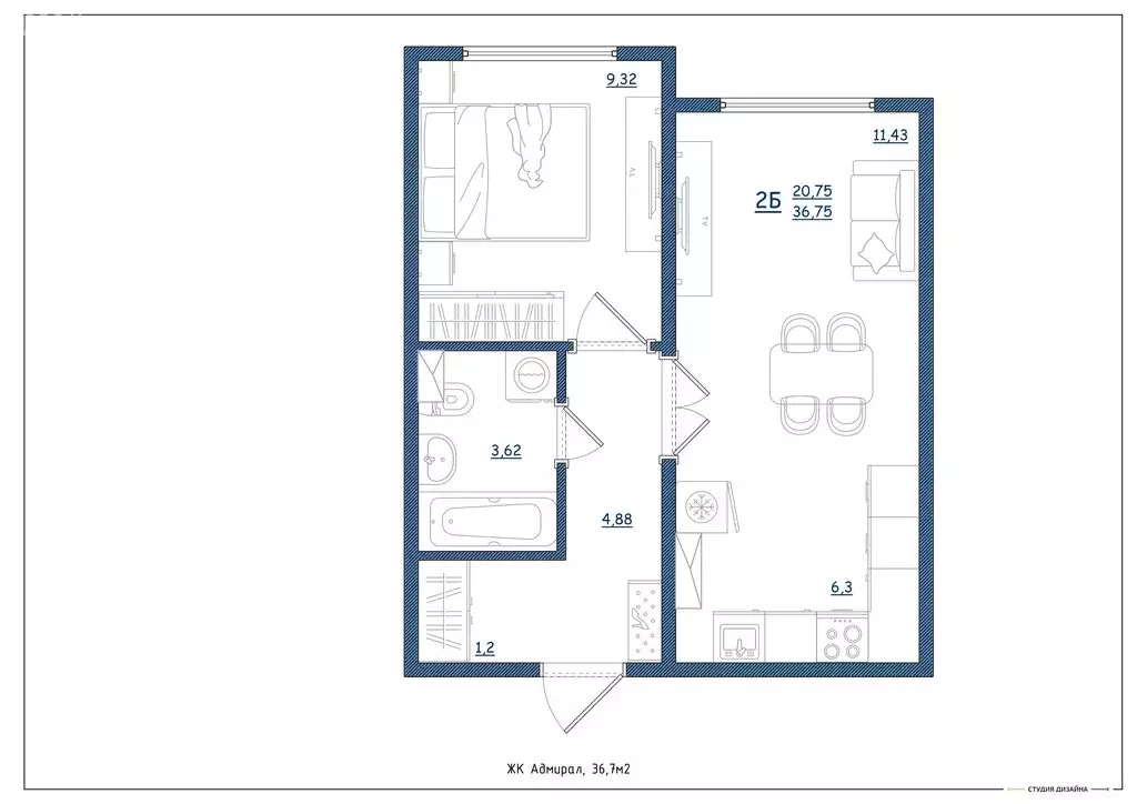 2-комнатная квартира: Ярославль, Шандорная улица, 14 (36.8 м) - Фото 2
