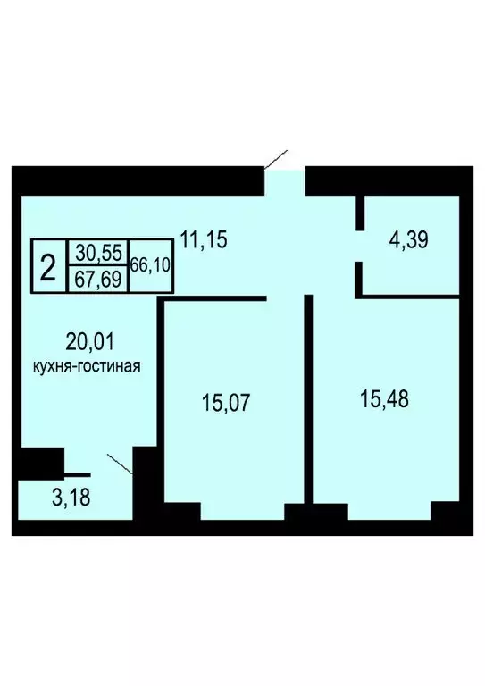 2-комнатная квартира: Оренбург, улица Неплюева, 2 (67.69 м) - Фото 0