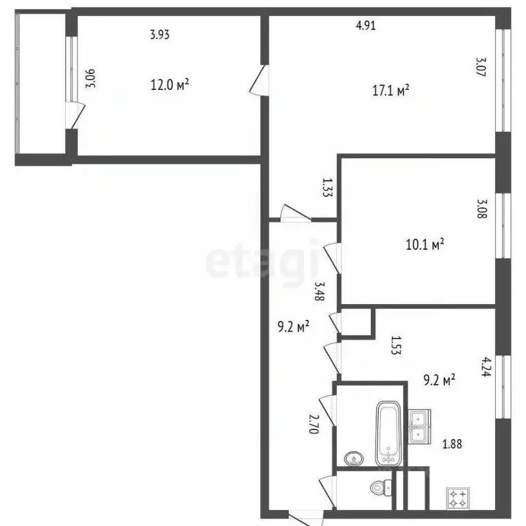 3-к кв. Санкт-Петербург Будапештская ул., 89К1 (62.9 м) - Фото 0
