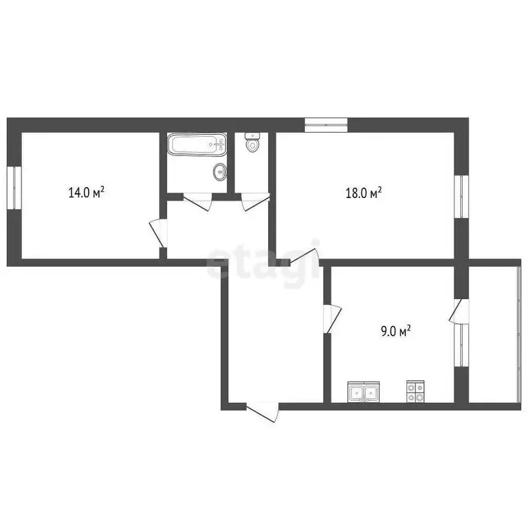 2-комнатная квартира: Костромской район, Чернопенское сельское ... - Фото 1