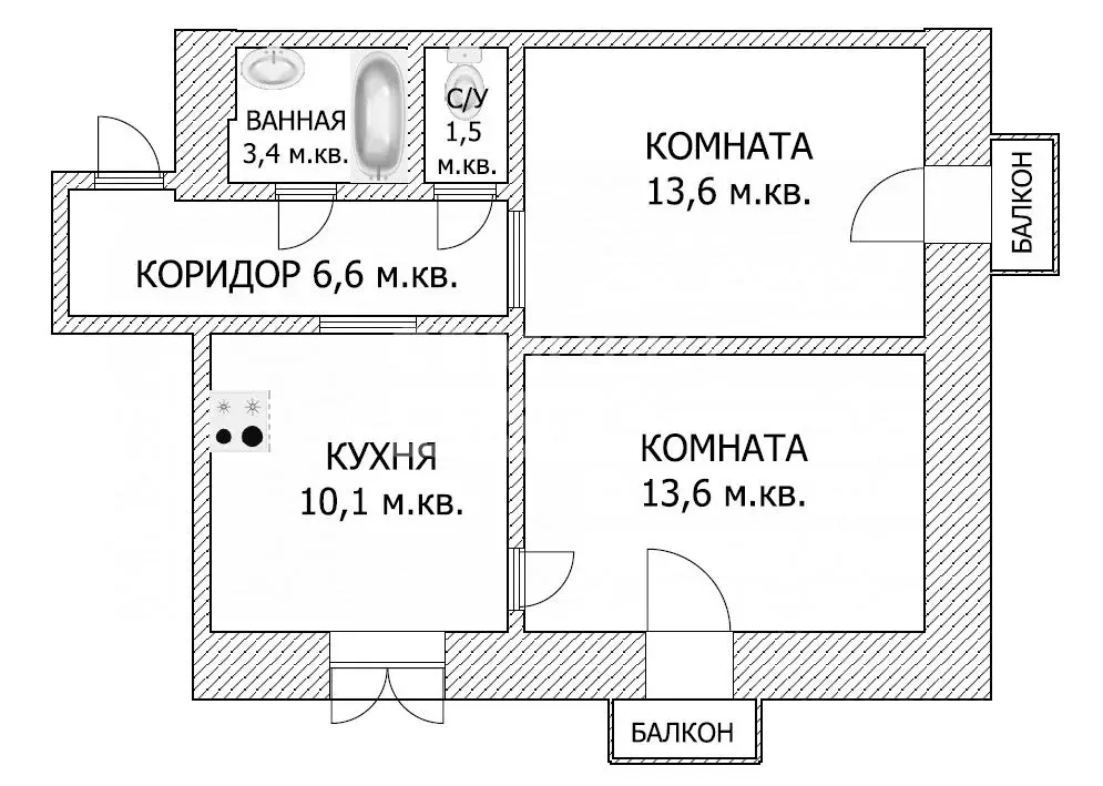 2-к кв. Пермский край, Краснокамск Большевистская ул., 34 (48.8 м) - Фото 2