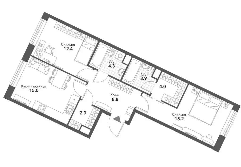 Продаётся 2-к квартира, 66.5 м - Фото 0