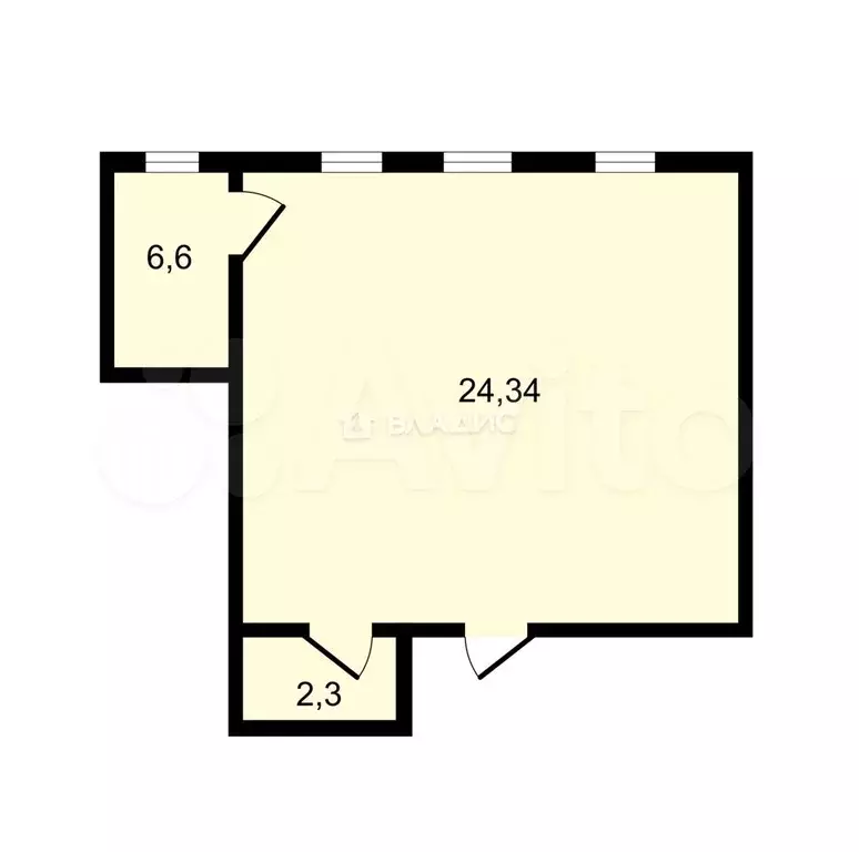 1-к. квартира, 34,3 м, 1/1 эт. - Фото 0