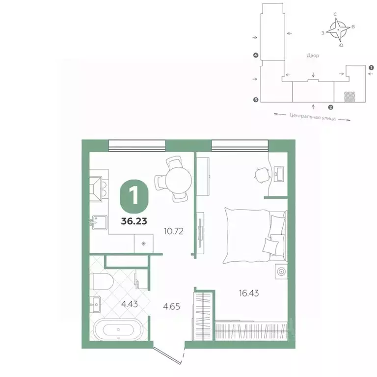 1-к кв. Тюменская область, Тюменский муниципальный округ, с. Горьковка ... - Фото 0