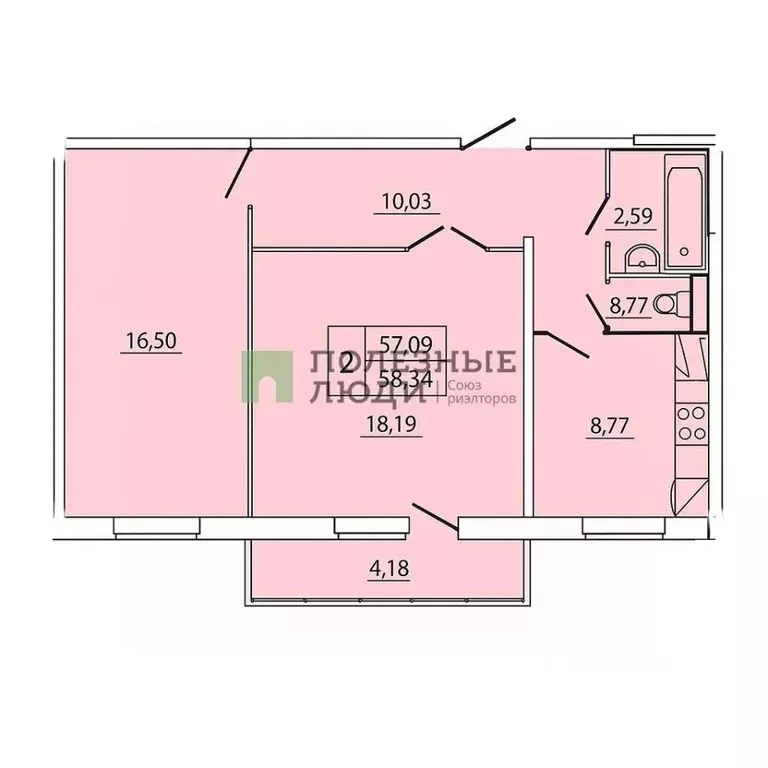 2-к кв. Красноярский край, Красноярск просп. 60 лет Образования СССР, ... - Фото 2