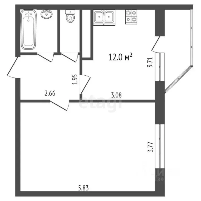 1-к кв. Тюменская область, Тюмень ул. Обдорская, 3 (41.5 м) - Фото 1