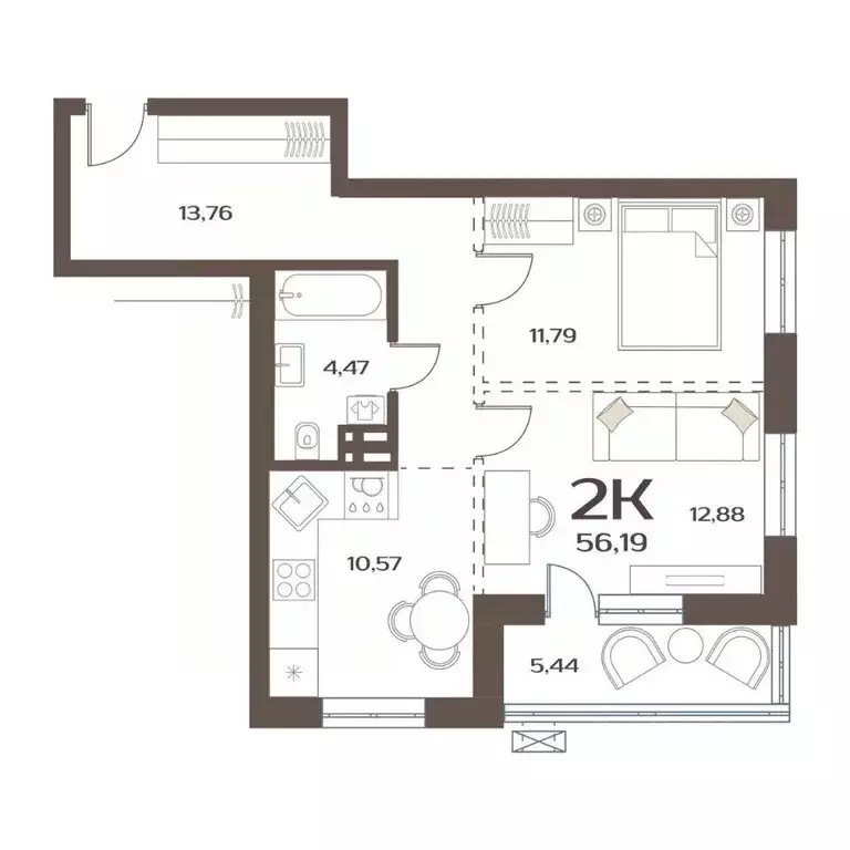 2-к кв. Приморский край, Владивосток ул. Слуцкого, 5А (56.19 м) - Фото 1