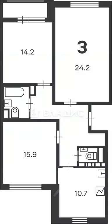 3-к кв. Москва ул. Кварцевая, 2к1 (81.9 м) - Фото 2