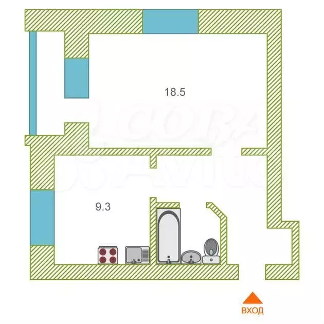 1-к. квартира, 36 м, 3/5 эт. - Фото 0