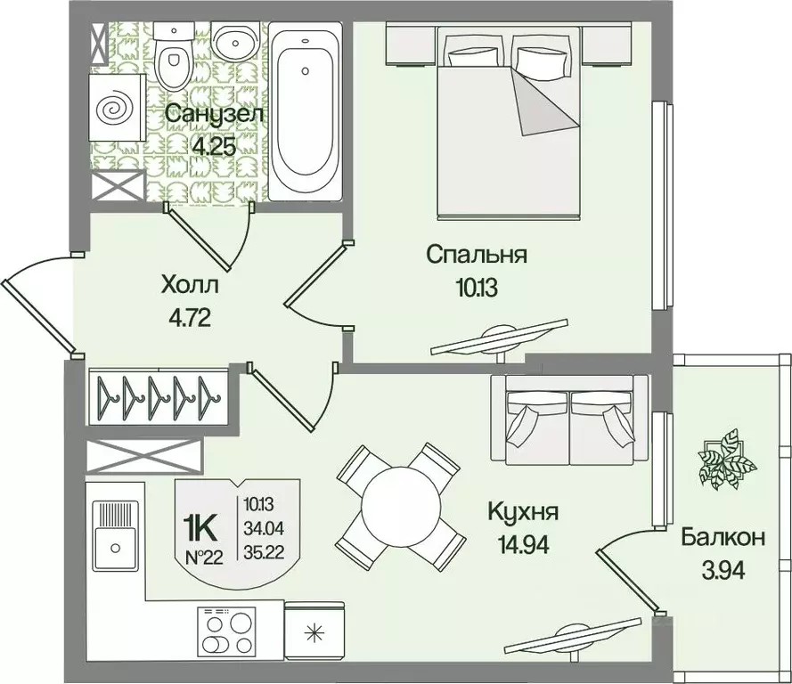 1-к кв. Ленинградская область, Всеволожский район, Бугровское ... - Фото 0