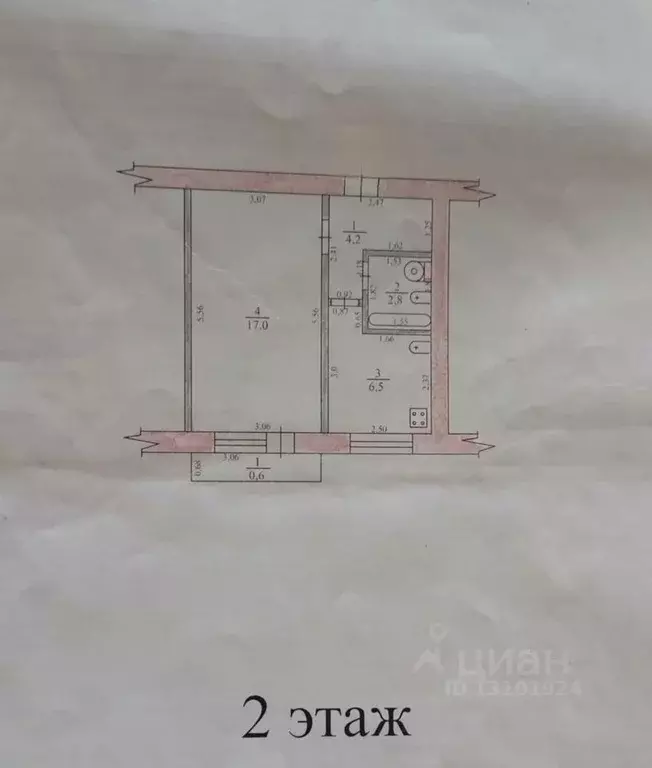 1-к кв. Тамбовская область, Тамбов 2-я Шацкая ул., 6 (30.5 м) - Фото 1